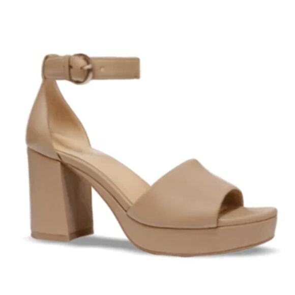 NIB Naturalizer Women's Pearlyn Leather Platform Dress Sandals Size 10W Taupe - Picture 2 of 8